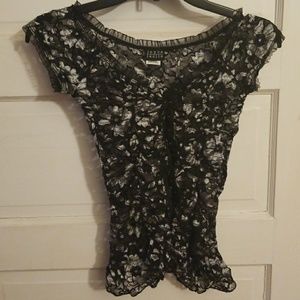 Black and silver lace t shirt